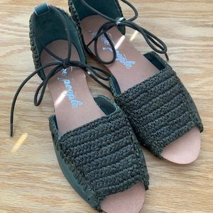 Free People Green Woven Flats